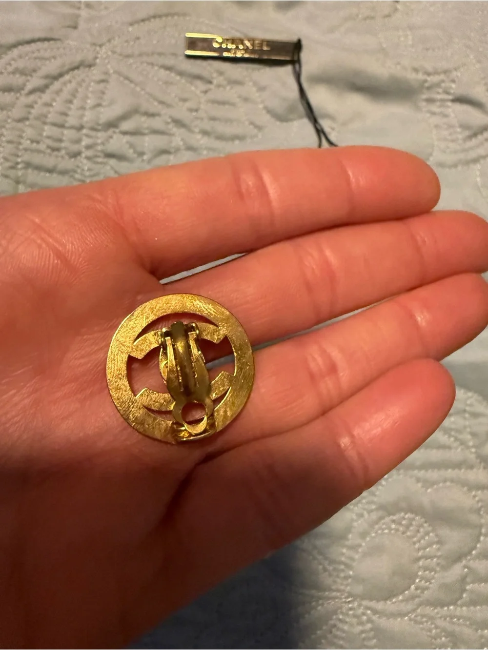 CHANEL Gold-Tone CC Button Pair with Brand Tag